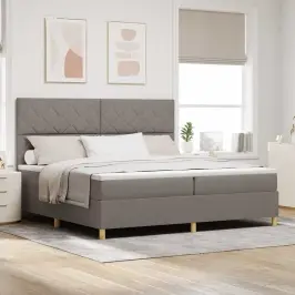 Kastītes Atsperu Gulta Pelēkbrūna 200 X 200 Cm Audums Vidaxl