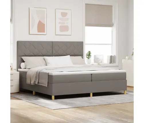 Kastītes Atsperu Gulta Pelēkbrūna 200 X 200 Cm Audums Vidaxl