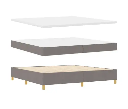 Kastītes Atsperu Gulta Pelēkbrūna 200 X 200 Cm Audums Vidaxl