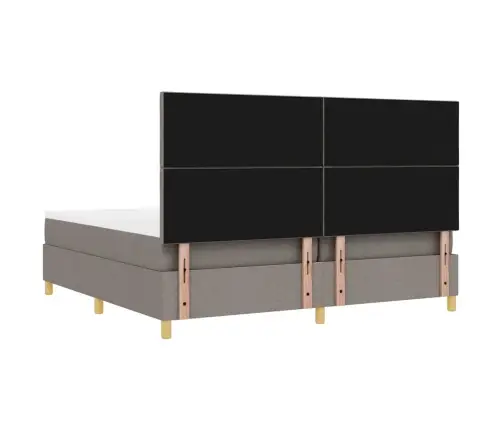 Kastītes Atsperu Gulta Pelēkbrūna 200 X 200 Cm Audums Vidaxl