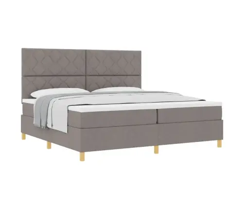 Kastītes Atsperu Gulta Pelēkbrūna 200 X 200 Cm Audums Vidaxl