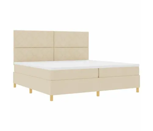 Kastītes Atsperu Gulta Ar Matraci Krēmkrāsa 200 X 200 Cm Audums Vidaxl
