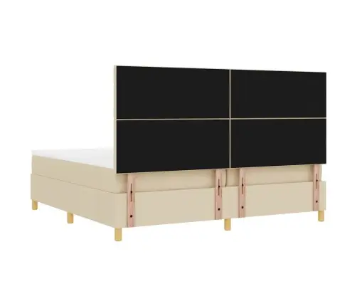 Kastītes Atsperu Gulta Ar Matraci Krēmkrāsa 200 X 200 Cm Audums Vidaxl