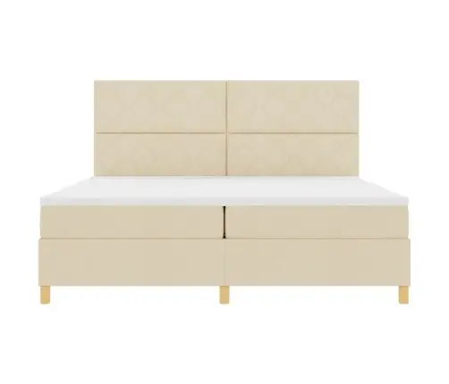 Kastītes Atsperu Gulta Ar Matraci Krēmkrāsa 200 X 200 Cm Audums Vidaxl