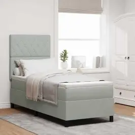 Kastītes Atsperu Gulta Gaiši Pelēka 80 X 200 Cm Samts Vidaxl Kastītes Atsperu Gulta Gaiši Pelēka 80 X 200 Cm Samts Vidaxl