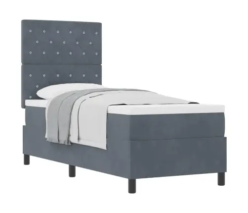 Gultas Pamats Ar Matraci Tumši Pelēks 80X200 Cm Samts Vidaxl