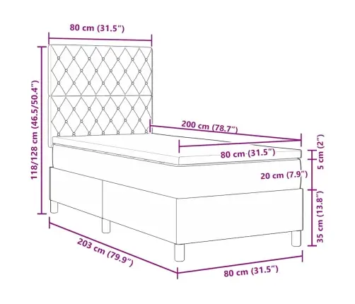 Kiemas Lova Su Čiužiniu Su Galvūgalio Juoda 80 X 200 Cm Audinys