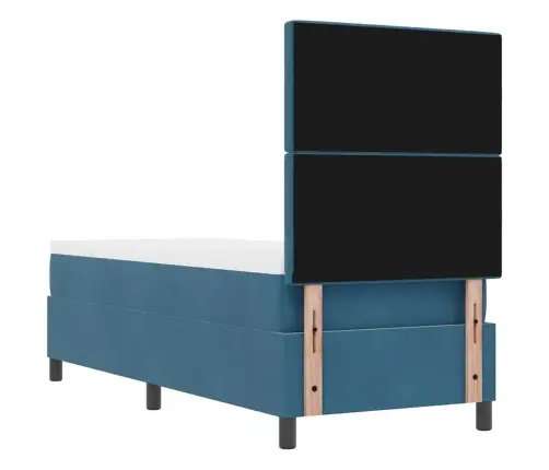 Kastītes Atsperu Gulta Ar Matraci Tumši Zils 80 X 200 Cm Audums Vidaxl