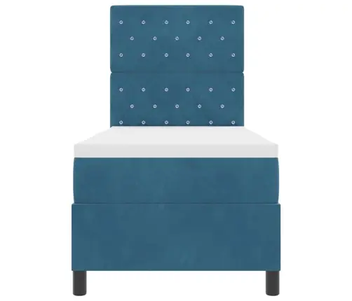 Kastītes Atsperu Gulta Ar Matraci Tumši Zils 80 X 200 Cm Audums Vidaxl