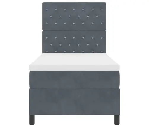 Box Spring Gulta Ar Matraci Tumši Pelēks 90X200 Cm Samts Vidaxl