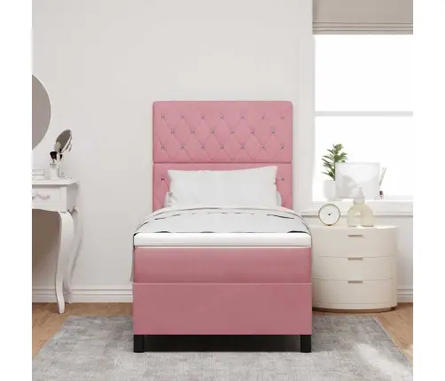 Kiemas Lova Su Čiužiniu Rožinė 100 X 200 Cm Audinys