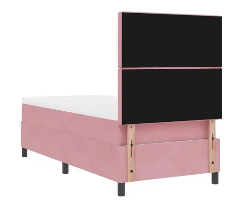 Kastītes Atsperu Gulta Ar Matraci Rozā 100 X 200 Cm Audums Vidaxl