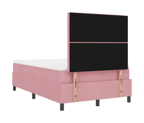 Kastītes Atsperu Gulta Ar Matraci Rozā 120 X 190 Cm Audums Vidaxl