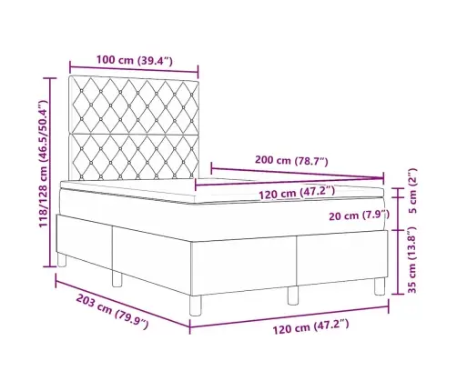 Kastītes Gultas Ar Matraci Gaiši Pelēks 120X200 Cm Samts Vidaxl