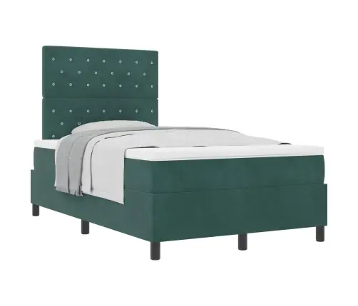 Gultas Rāmja Gulta Ar Matrača Tumši Zaļā Krāsā 120X200 Cm Samta Vidaxl