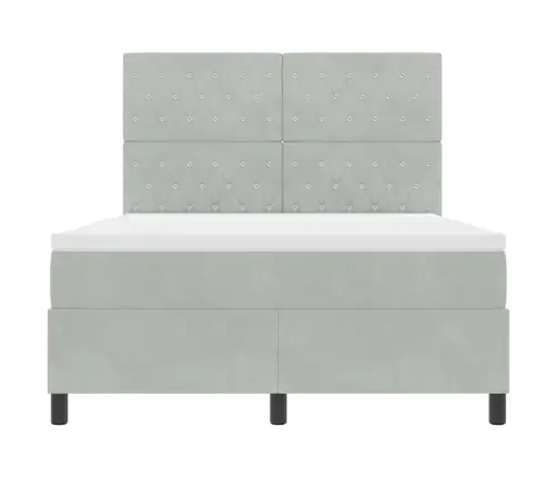 Kiemas Lova Su Čiužiniu Šviesiai Pilka 140 X 190 Cm Audinys