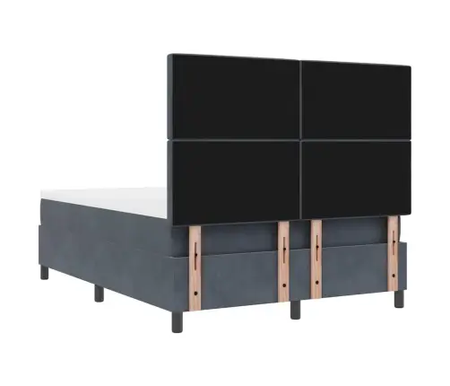 Izliektais Gultas Rāmji Ar Matraci Tumši Pelēks 140X190 Cm Samts Vidaxl