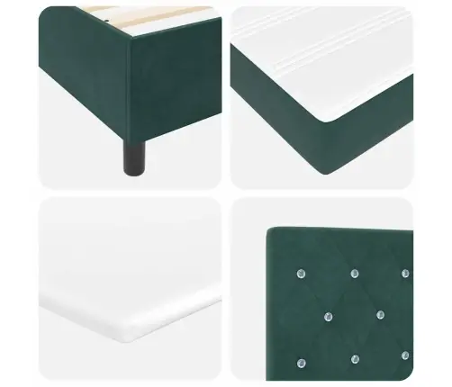 Box Spring Gulta Ar Matraci Tumši Zaļa 140X190 Cm Samts Vidaxl