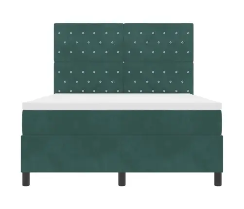 Box Spring Gulta Ar Matraci Tumši Zaļa 140X190 Cm Samts Vidaxl