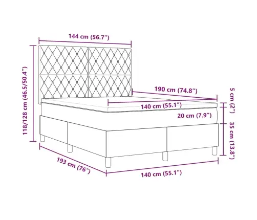 Kaste Ar Matraci Tumši Zilā Krāsā 140X190 Cm No Samta Vidaxl