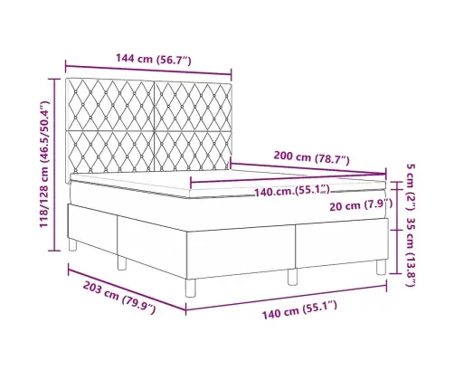 Gultas Rūme Ar Matraci Gaiši Pelēks 140X200 Cm Samts Vidaxl