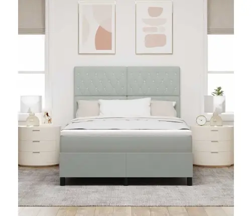 Gultas Rāmis Ar Matraču, Gaiši Pelēks, 160X200 Cm, Samts Vidaxl