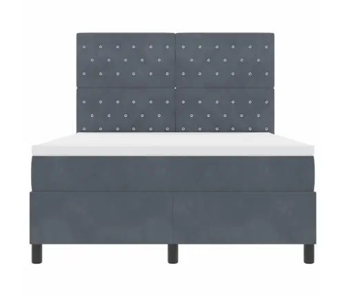 Gultas Rāmis Ar Matrača Tumši Pelēks 160X200 Cm Samts Vidaxl