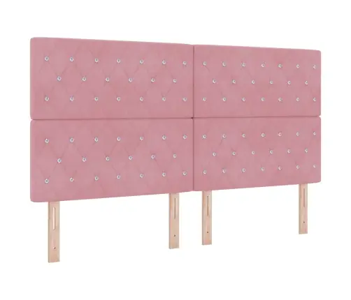 Kastītes Atsperu Gulta Ar Matraci Rozā 180 X 200 Cm Audums Vidaxl