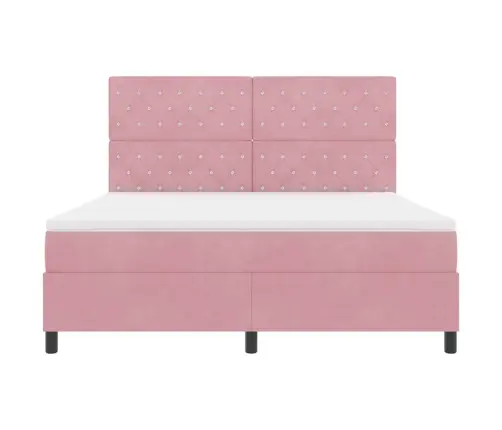 Kastītes Atsperu Gulta Ar Matraci Rozā 180 X 200 Cm Audums Vidaxl