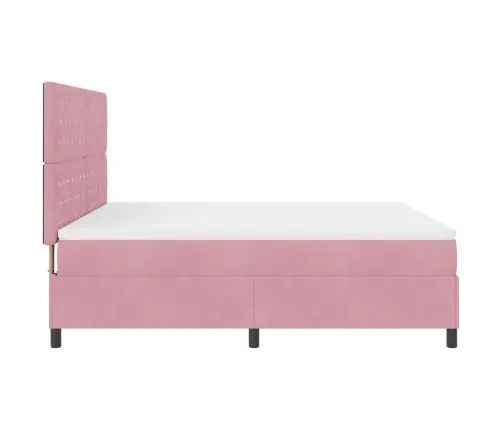 Kastītes Atsperu Gulta Ar Matraci Rozā 180 X 200 Cm Audums Vidaxl