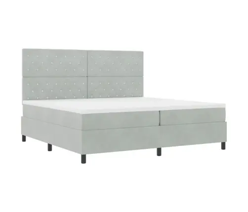 Gultas Rāmis Ar Matrača Komplektu Gaiši Pelēks 200X200 Cm Velūra Vidaxl