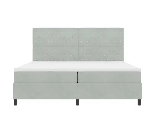 Gultas Rāmis Ar Matrača Komplektu Gaiši Pelēks 200X200 Cm Velūra Vidaxl