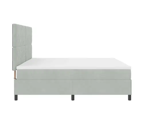 Gultas Rāmis Ar Matrača Komplektu Gaiši Pelēks 200X200 Cm Velūra Vidaxl