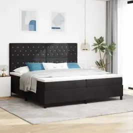 Kastītes Atsperu Gulta Ar Matraci Melns 200 X 200 Cm Samts Vidaxl Kastītes Atsperu Gulta Ar Matraci Melns 200 X 200 Cm Samts Vidaxl