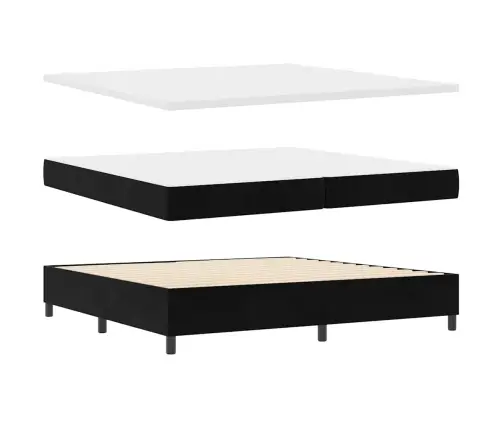 Kastītes Atsperu Gulta Ar Matraci Melna 200 X 200 Cm Samts Vidaxl