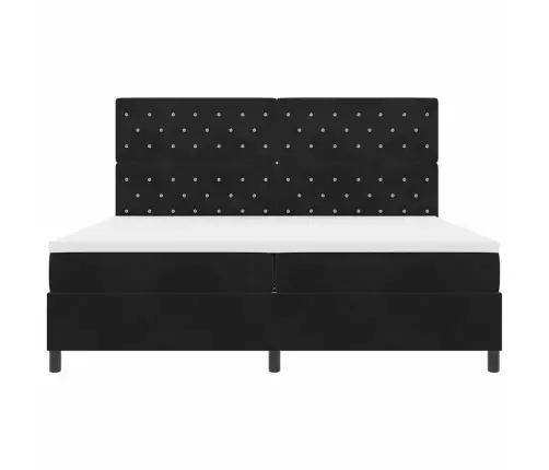 Kastītes Atsperu Gulta Ar Matraci Melna 200 X 200 Cm Samts Vidaxl