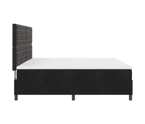 Kastītes Atsperu Gulta Ar Matraci Melna 200 X 200 Cm Samts Vidaxl