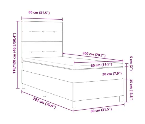 Gultas Rāmja Matrača Komplekts Gaiši Pelēks 80X200 Cm Samts Vidaxl