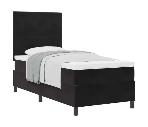 Kastītes Atsperu Gulta Ar Matraci Melna 80 X 200 Cm Audums Vidaxl