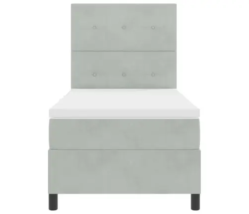 Kastītes Atsperu Gulta Gaiši Pelēks 90 X 190 Cm Audums Vidaxl