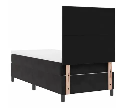 Kastītes Atsperu Gulta Ar Matraci Melna 90 X 190 Cm Audums Vidaxl