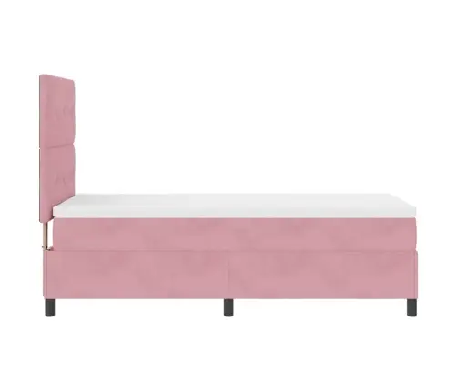 Kastītes Atsperu Gulta Ar Matraci Rozā 90 X 190 Cm Audums Vidaxl