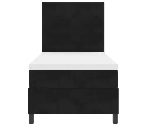 Kastītes Atsperu Gulta Ar Matraci Melna 90 X 200 Cm Audums Vidaxl