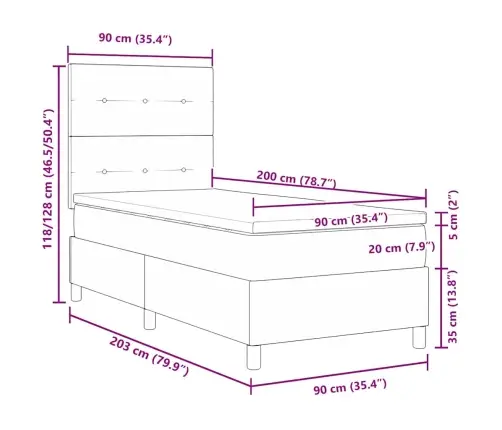 Kiemas Lova Su Čiužiniu Tamsiai Mėlyna 90 X 200 Cm Audinys