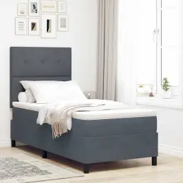 Kastītes Atsperu Gulta Tumši Pelēka 100 X 200 Cm Samts Vidaxl