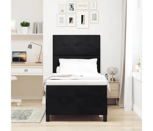 Kaste Ar Matraču Melnā Krāsā 100X200 Cm No Samta Vidaxl