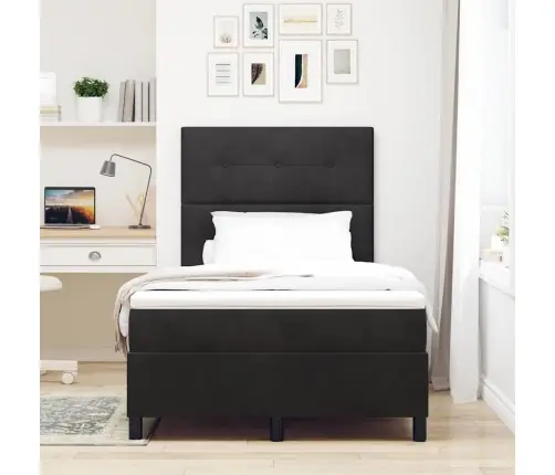 Box Spring Gulta Ar Matraču Melna 120X200 Cm Samts Vidaxl