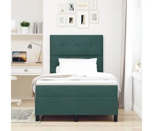 Kastītes Atsperu Gulta Tumši Zaļš 120 X 200 Cm Audums Vidaxl