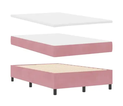 Kastītes Atsperu Gulta Ar Matraci Rozā 120 X 200 Cm Audums Vidaxl