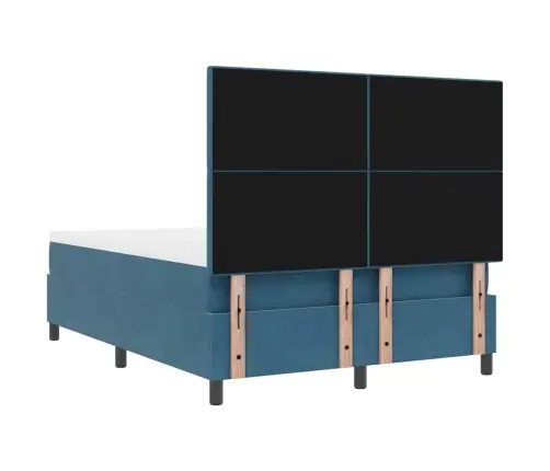 Kastītes Atsperu Gulta Tumši Zils 140 X 200 Cm Audums Vidaxl